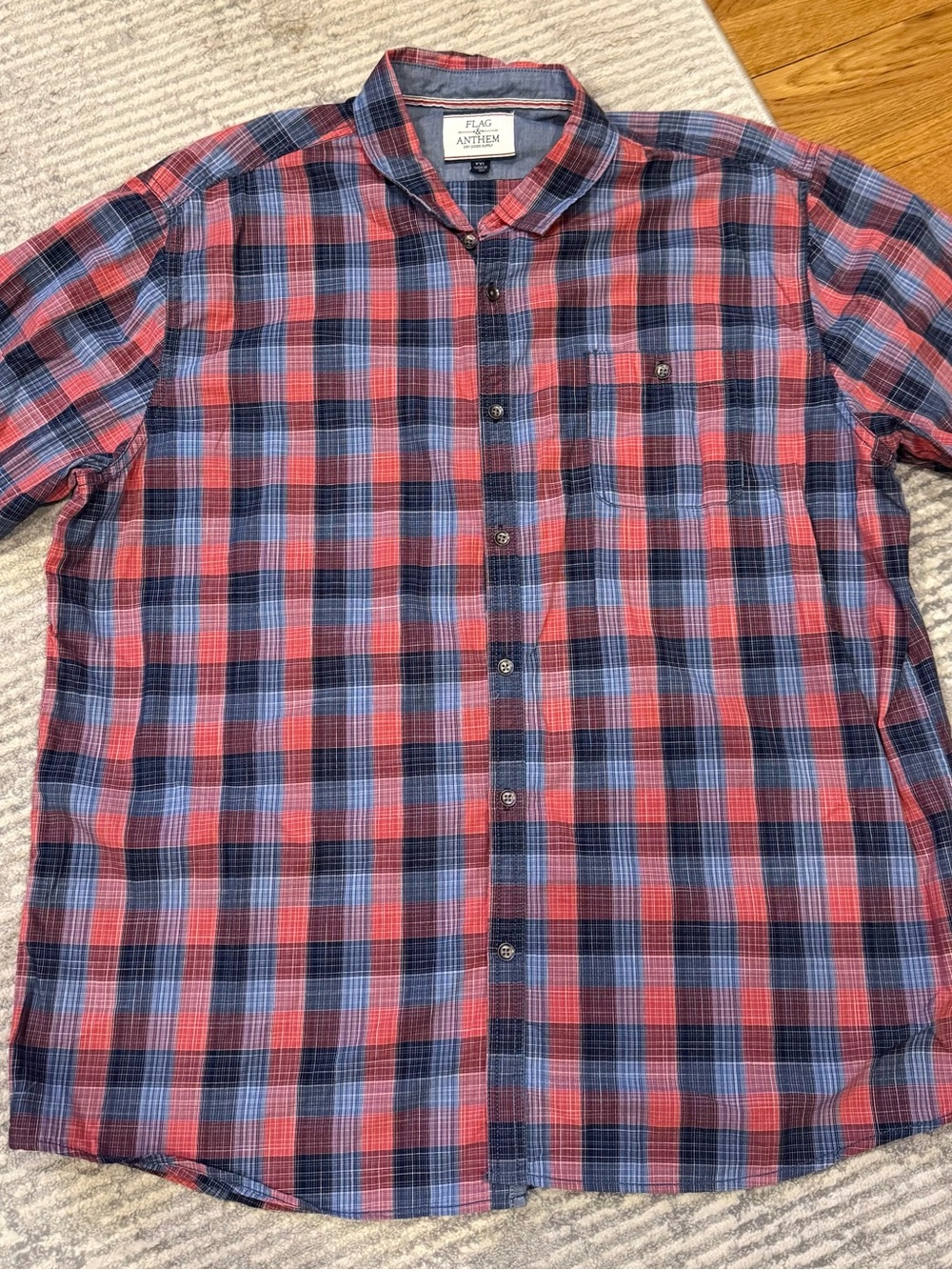 Men's Red and Blue Plaid Button-Down Shirt-Get ready for July 4th!!!
